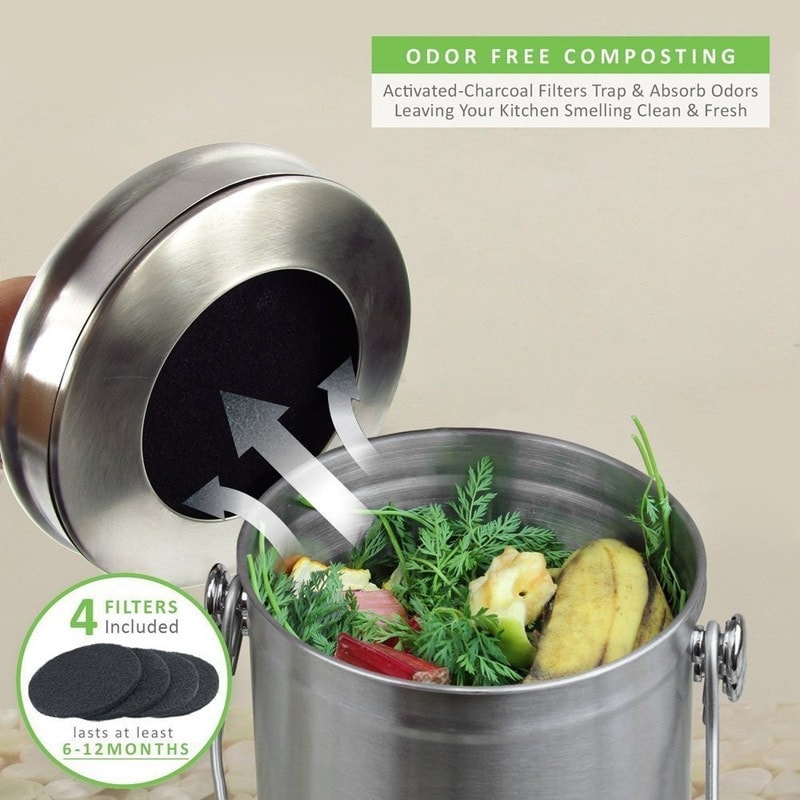 1.3 Gallon Stainless Steel Compost Bucket - On Sale - Bed Bath
