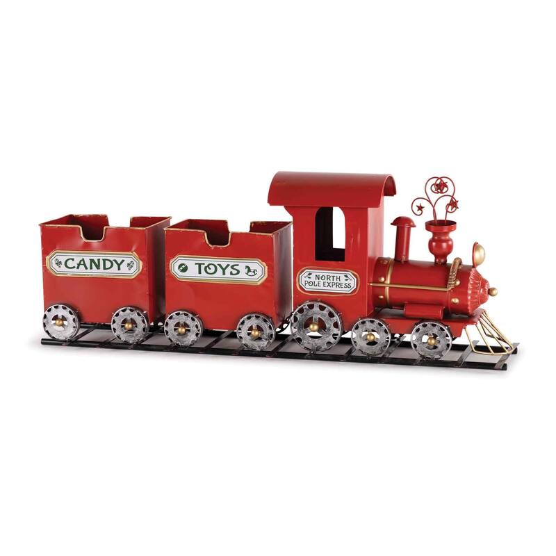 Toy Train on Track Christmas Tabletop Decoration - 29.25" - Red