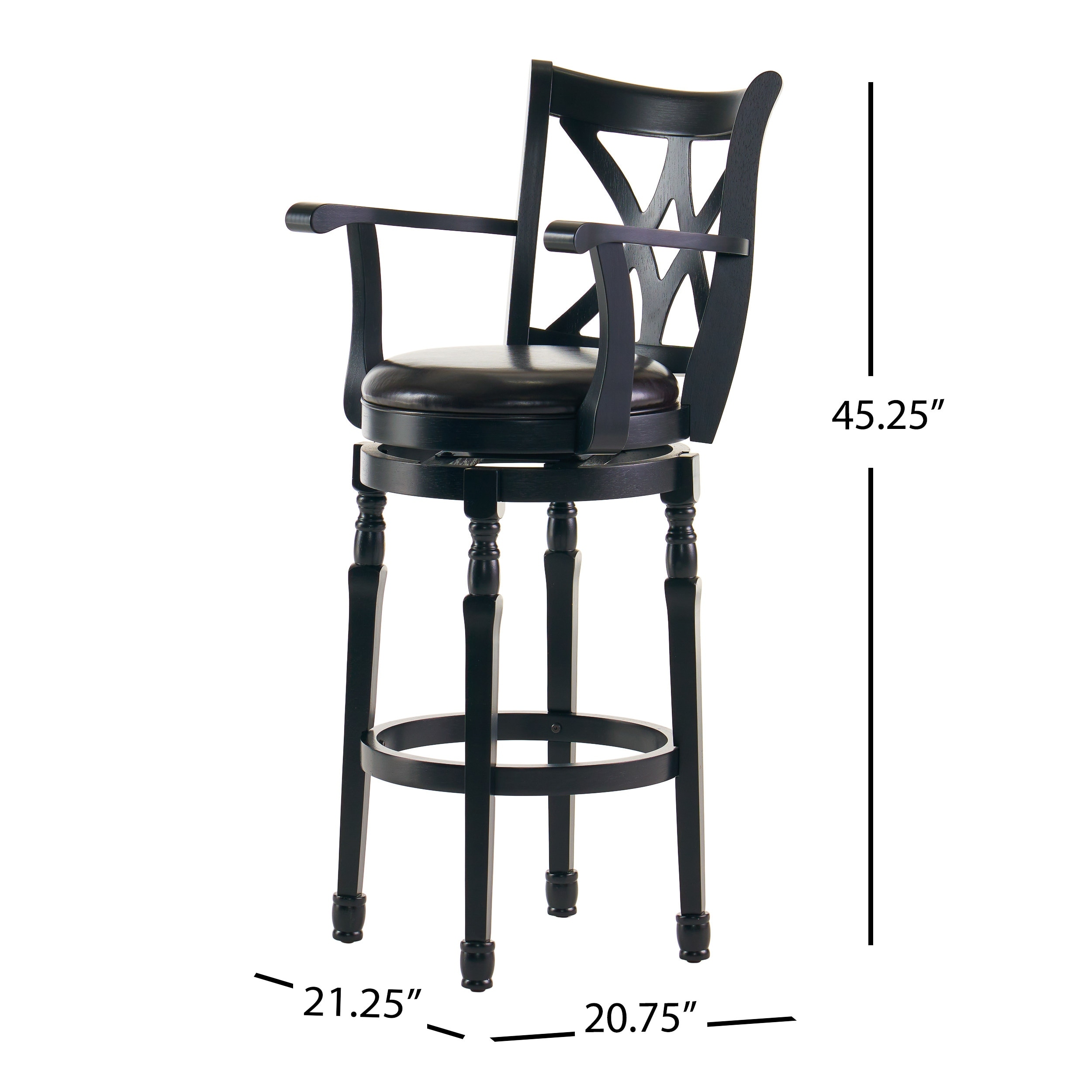 Eclipse 31 inch Black Bonded Leather Armed Swivel Barstool by Christopher Knight Home
