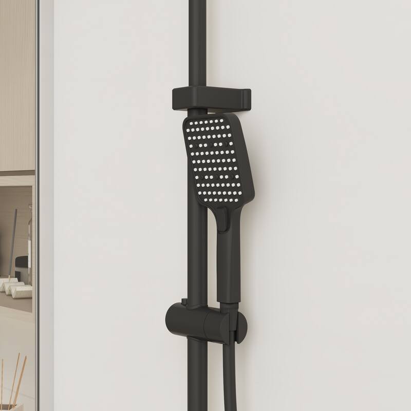 Shower Panel System with LED Digital Display, 4-Button Piano Key Control, 3-Mode Handheld & Rainfall Shower Head