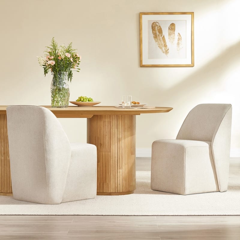 Spruce & Spring Modern Upholstered Dining Chair with Hidden Casters