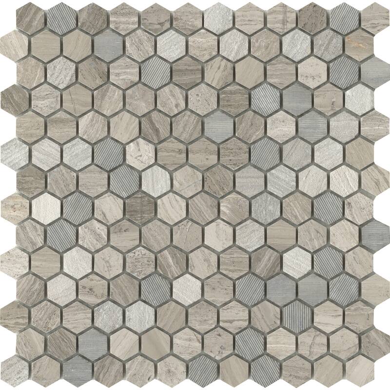 Emser Tile Marble - 12" x 12" Hexagon Geometric Mosaic Wall Tile -
