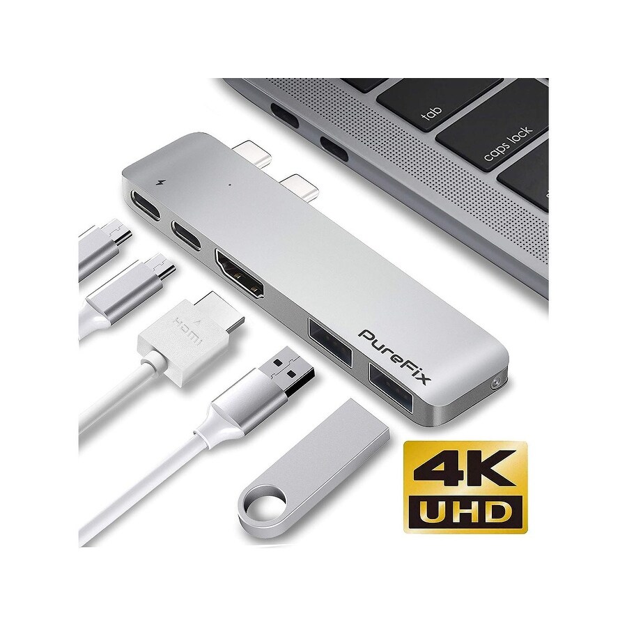 Purefix Usbc Thunderbolt 3 Hub Silver Overstock Purefix Usbc Thunderbolt 3 Hub Silver Overstock