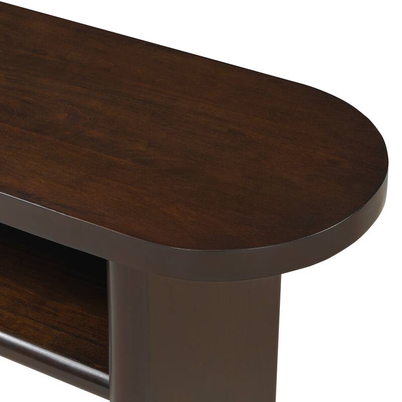47.8" Modern Oval Wooden Console Table with Rounded Edges and Sturdy Shelf Design