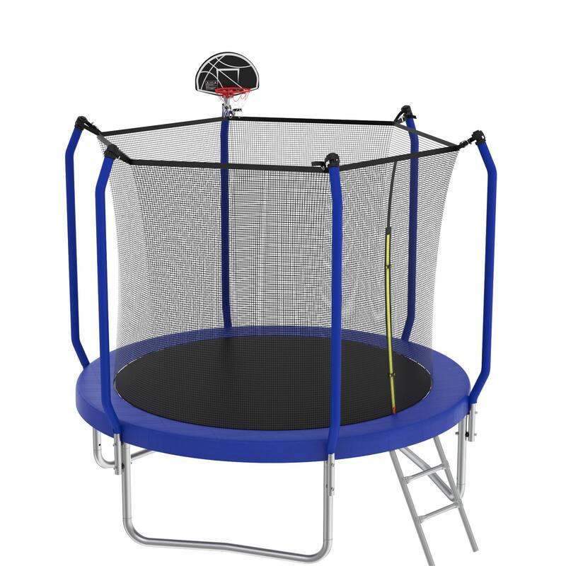 Trampoline with Basketball Hoop, Outdoor Trampoline with Enclosure Net