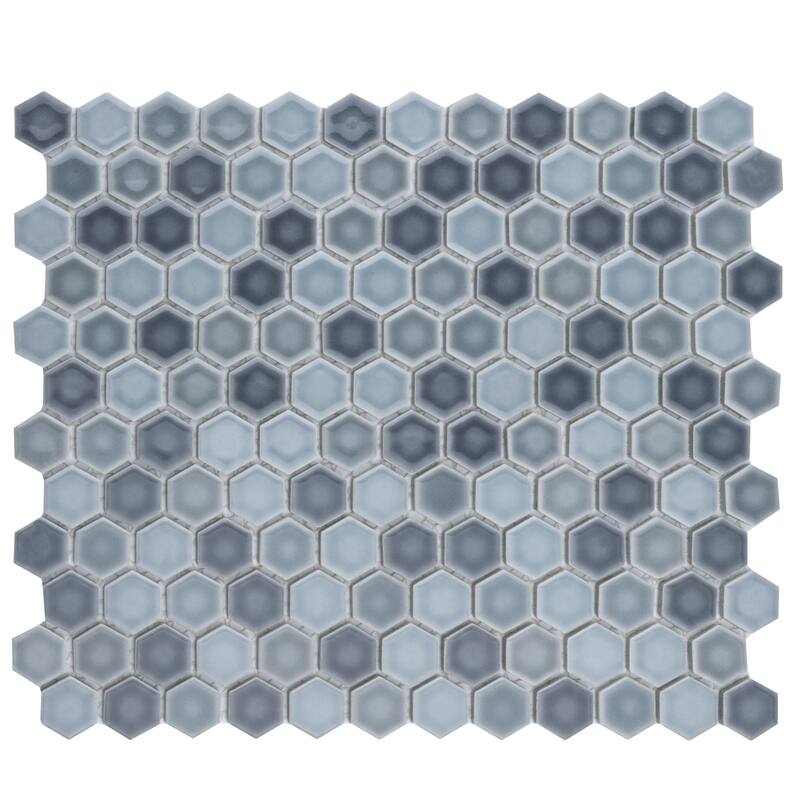 Merola Tile Hudson 1" Hex Stillwater 11-7/8" x 13-1/4" Porcelain Mosaic Floor and Wall Tile