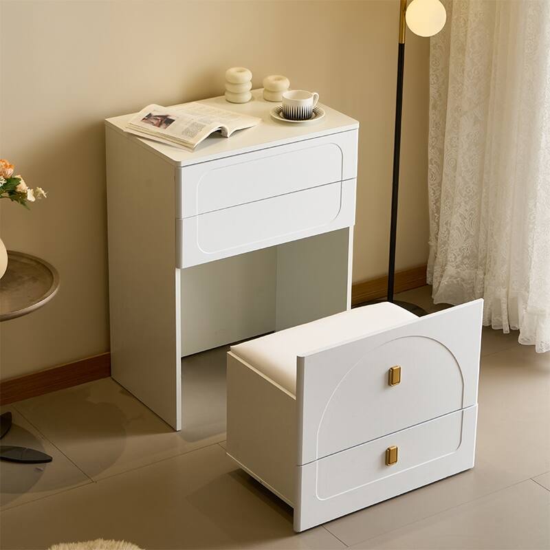 3-in-1 Flip Top Vanity Desk with Mirror - Small Makeup Table with 3 Drawers, Cushioned Stool & Power Outlet