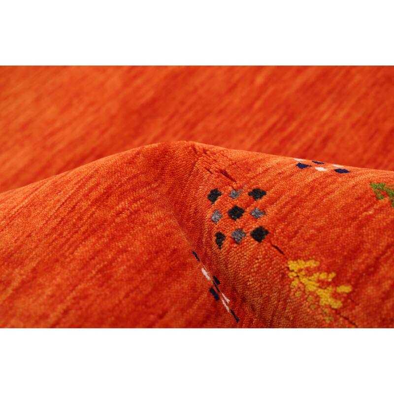 ECARPETGALLERY Hand Loomed Kashkuli Gabbeh Orange Wool Rug - 5'1 x 7'6