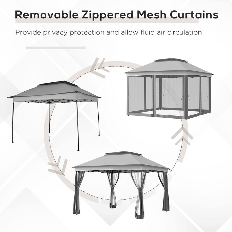 11' x 11' Outdoor Patio Gazebo Shelter with Removable Zipper Netting