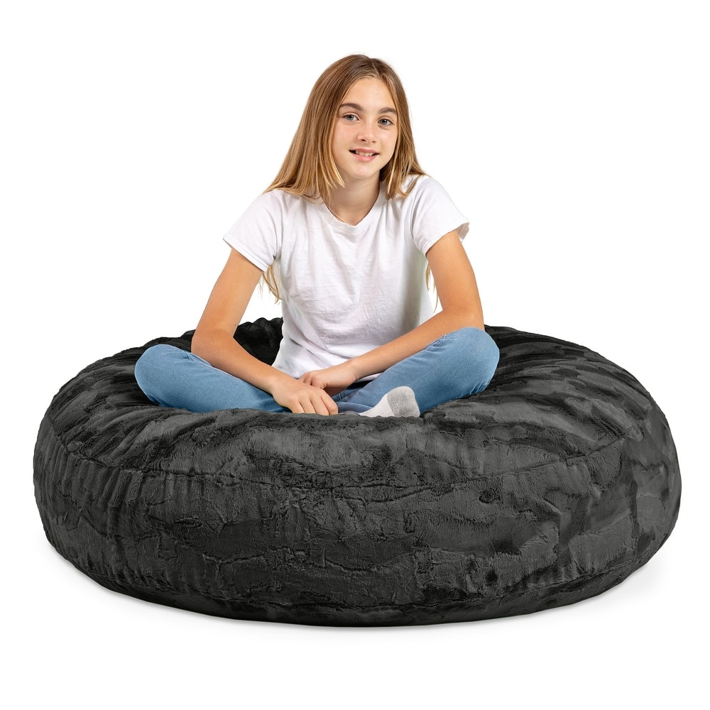 Jaxx Cocoon 4 Foot Kids Bean Bag Chair and Crash Pad - Faux Fur