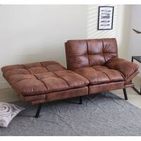 Futon Memory Foam Couch Bed,Comfortable Faxu Leather Loveseat
