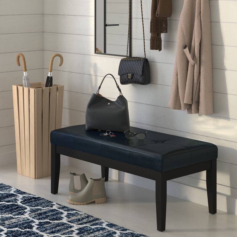 WYNDENHALL Abbey 43 inch Wide Contemporary Rectangle Ottoman Bench - Distressed Dark Blue