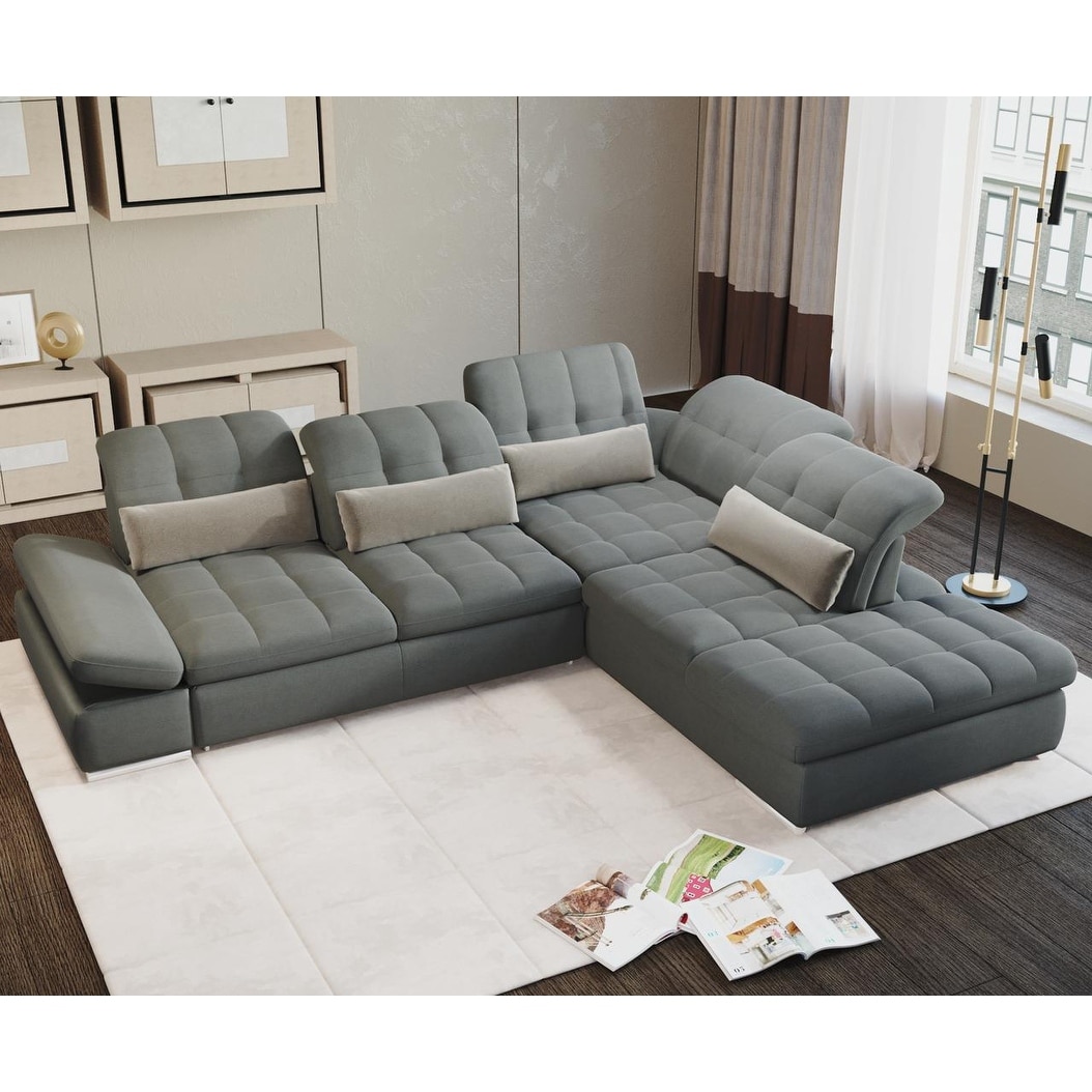 Sofacraft Barcelona 4 pc Left Arm Sofa bed Grey Sectional with storage By
