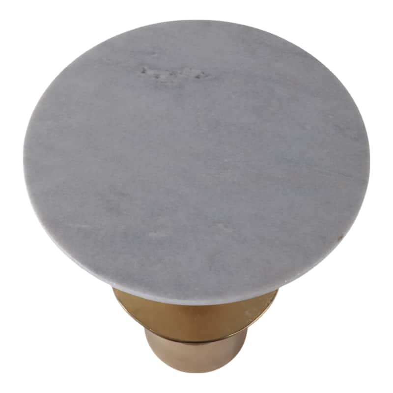 Accent Side Table with Polished Marble Top and Curved Base - 25"