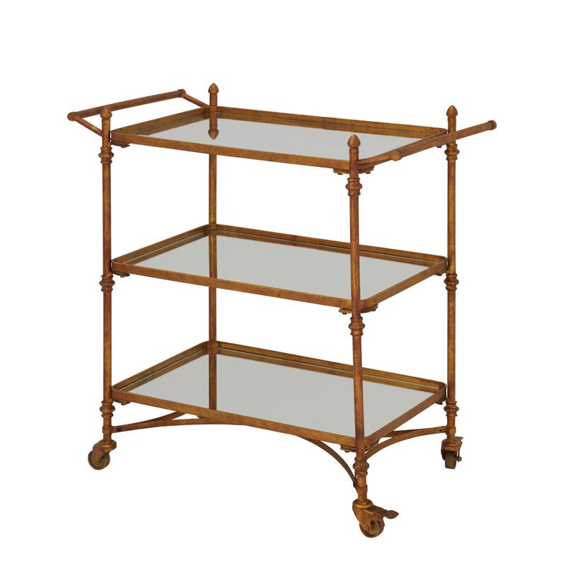 Metal Contemporary Bar Cart with Wheels