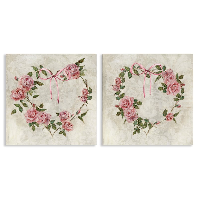 Stupell Heart Shaped Wreaths Canvas Wall Art Design By Sally Swatland (Set of 2) - 17 x 17
