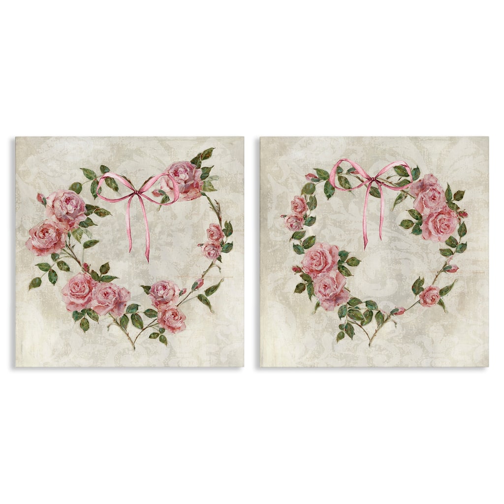 Stupell Heart Shaped Wreaths Canvas Wall Art Design By Sally Swatland (Set of 2)