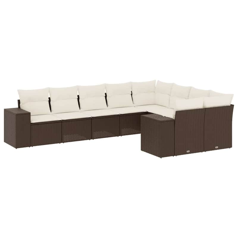 vidaXL Patio Sofa Set with Cushions Outdoor Conversation Furniture Poly Rattan