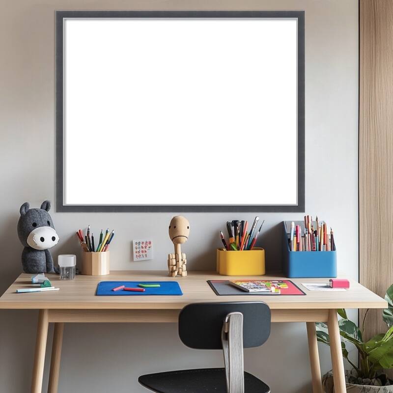 Amanti Art Eva Black Silver Thin Framed Dry Erase Magnetic Board