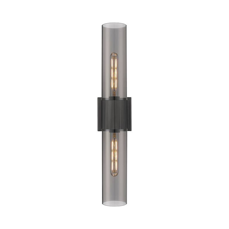 Innovations Lighting 428-2WL-28-4 Bolivar Vanity Bolivar 2 Light 4" - Matte Black / Plated Smoke