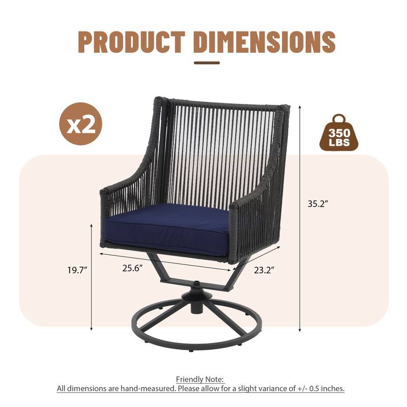 Outdoor Wicker Swivel Chairs with Cushion (Set of 2)