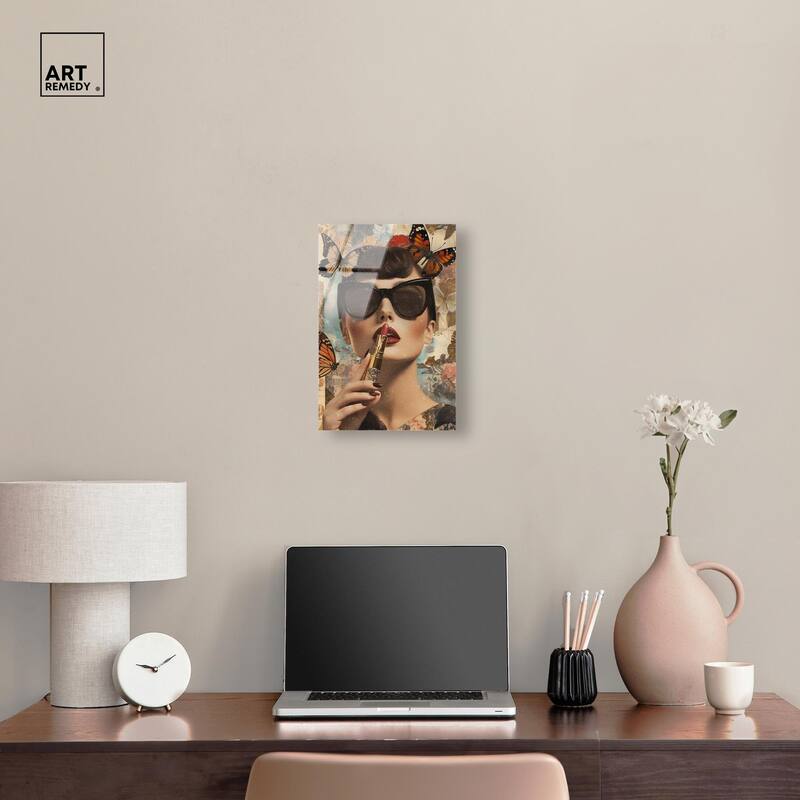 Iconic Lady Butterfly Collage II Acrylic by Art Remedy, Ready to Hang