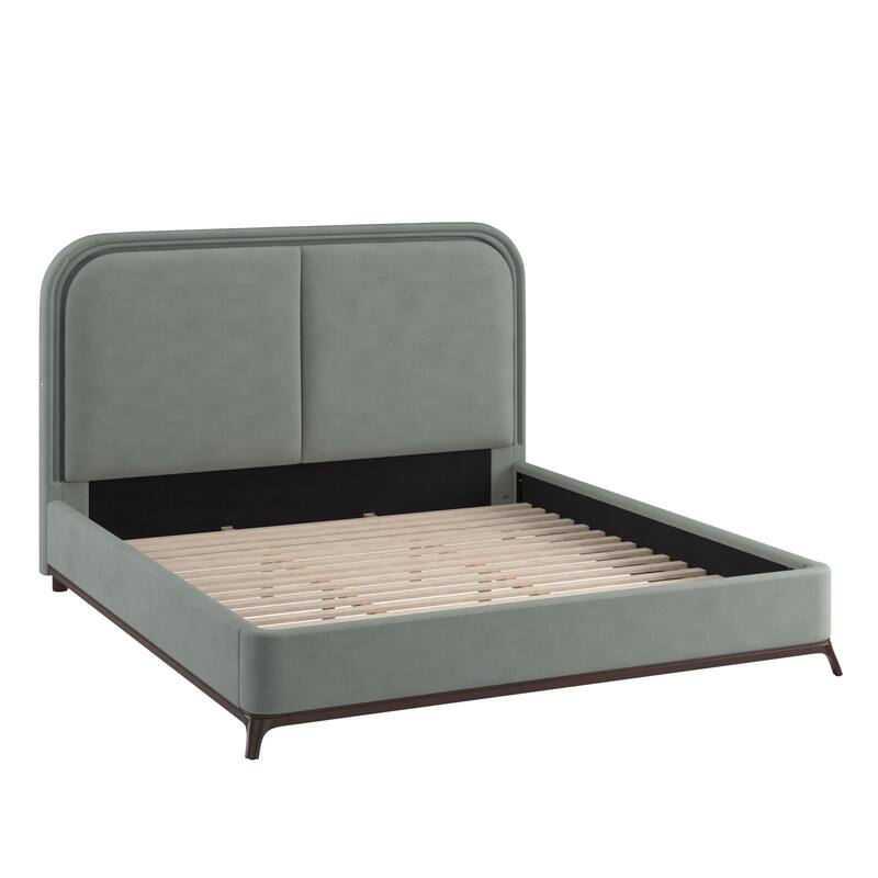 Tremont Curved LED Upholstered Platform Bed with Under-Bed Lighting by iNSPIRE Q Modern