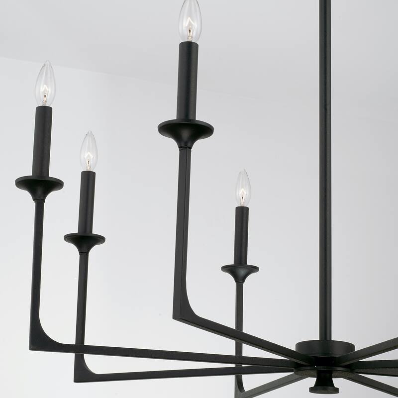 Clint 37.75" 8-light Black Iron Chandelier