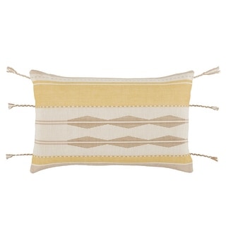 Mahalia Yellow/ Light Taupe Tribal Lumbar Pillow