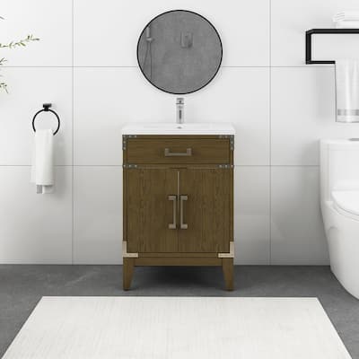 Plywood Freestanding Bathroom Vanity with Integrated Resin Sink