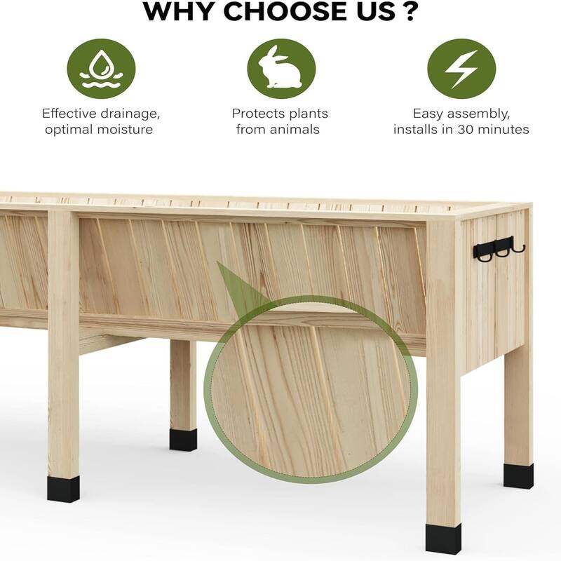 45x23x30 in Elevated Cedar Planter Box with Legs Deep Raised Garden Bed for Vegetables and Herbs