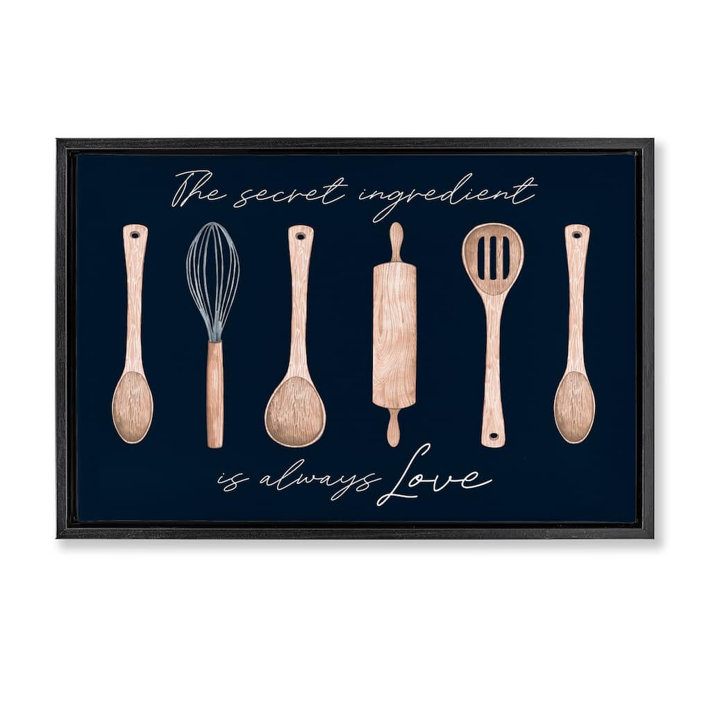 Stupell Secret Ingredient Always Love Framed Floater Canvas Wall Art Design By Lux + Me Designs