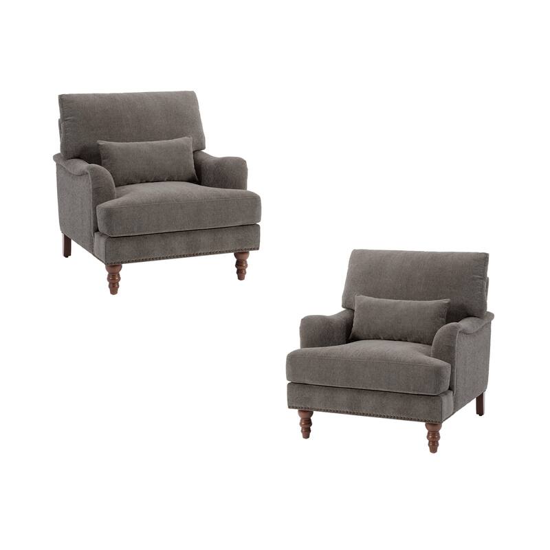 Set of 2 Mid Century Chenille Upholstered Accent Chairs