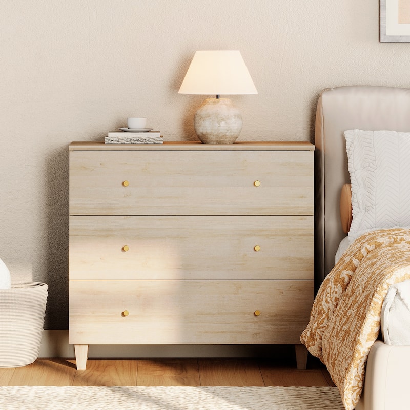 WAMPAT 3 Drawer Nightstand for Bedroom, 35 Inches Wide