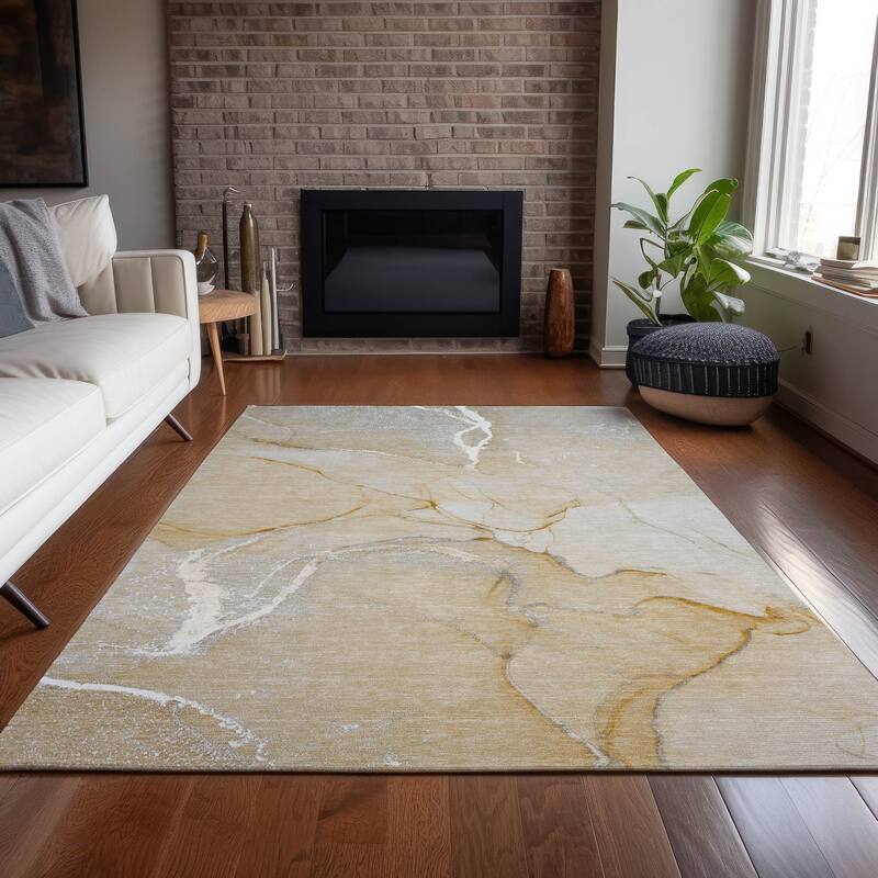Machine Washable Indoor/ Outdoor Abstract Chantille Rug
