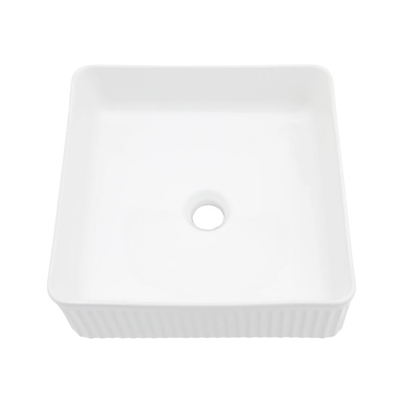 Square Countertop Ceramic Sink - 15.69"x15.69"