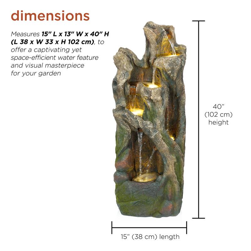 Tree Trunk Fountain with Lights