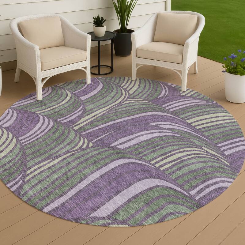 Machine Washable Indoor/ Outdoor Modern Parsons Chantille Rug - Plum - 8' x 8'