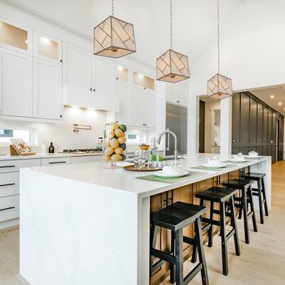 Bella Mid-century Glam 4-light Lantern Chandelier Modern Fabric Shade Square Kitchen Island Lighting - W11'' x H11'' x H74''