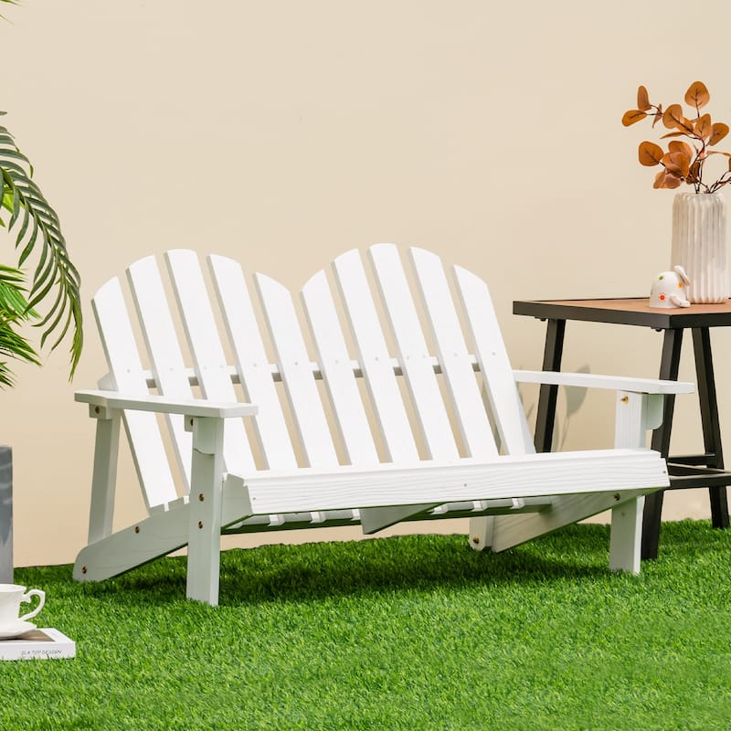 2-Person Outdoor Adirondack Chair with Slatted Seat - 22"x 20" x 35.5"