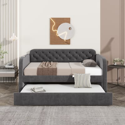 Twin Size Upholstered Daybed with Trundle