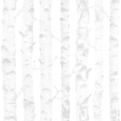 Woods & Forests Harding Birdie Grey Birch 33 ft L X 20.9 in W Wallpaper.