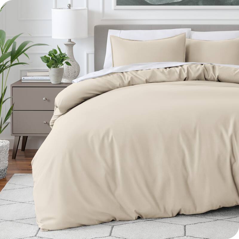 Bare Home Soft Hypoallergenic Microfiber Duvet Cover and Sham Set - Sand - Queen