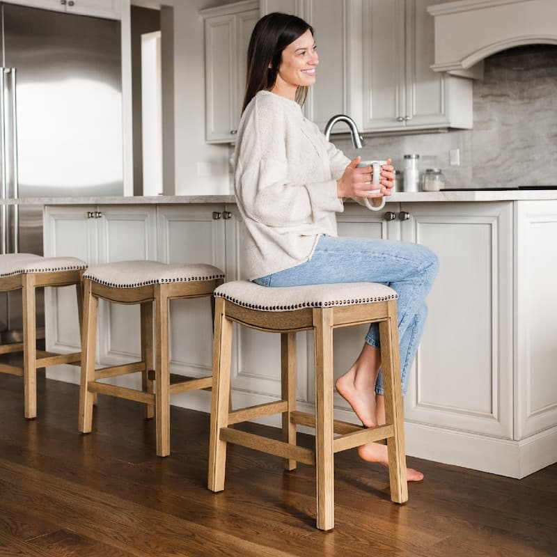 Maven Lane 26" Adrien Saddle Kitchen Counter Height Stool