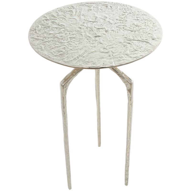 Silver, Gold or Gray Aluminum Metal Slim Textured Geometric Accent Table