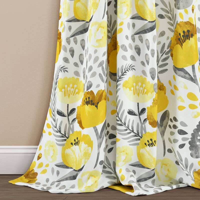 Porch & Den Egger Poppy Patterb Room Darkening Curtain Panel Pair