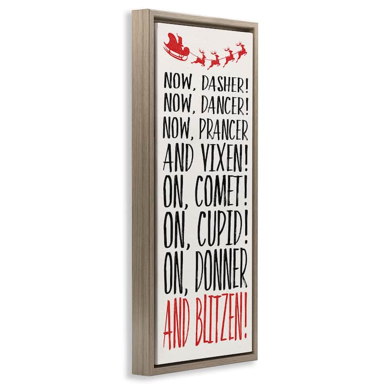 Stupell Holiday Reindeer Names Framed Floater Canvas Wall Art Design By Dogwood Portfolio