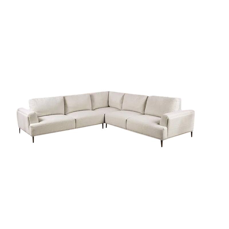 Batty L Shape Sectional Sofa, 114 Inch Light Brown Chenille Adjustable