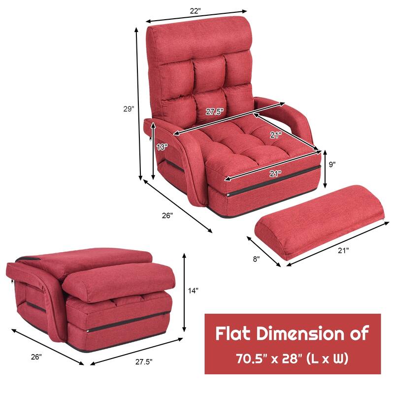 Folding Floor Massage Chair with Adjustable Backrest and Armrests