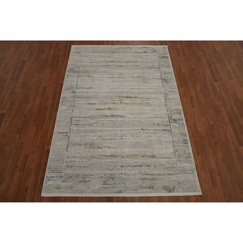 Machine Made Oriental Polyester Carpet Abstract Multi-Colored Distressed Area Rug - 7' 5'' X 5' 2''